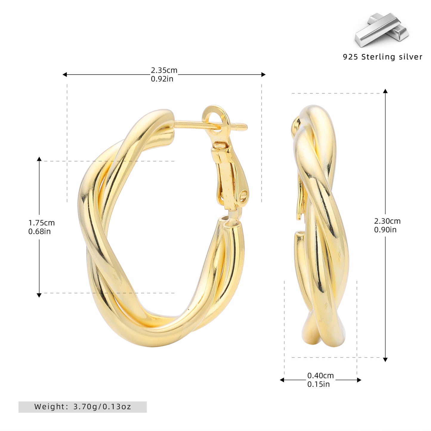Women's Retro Style Design Twist Elegant High Earrings