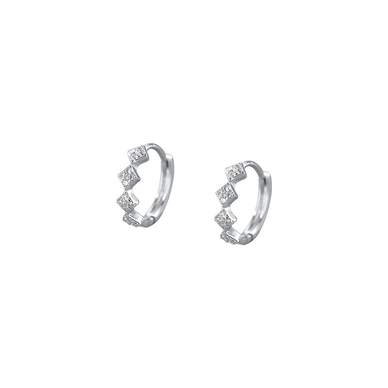 Version Small Diamond Ear Clip Short Earrings