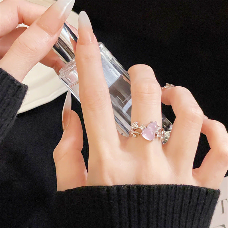 Women's Open With Diamond Design Light Luxury Unique Rings