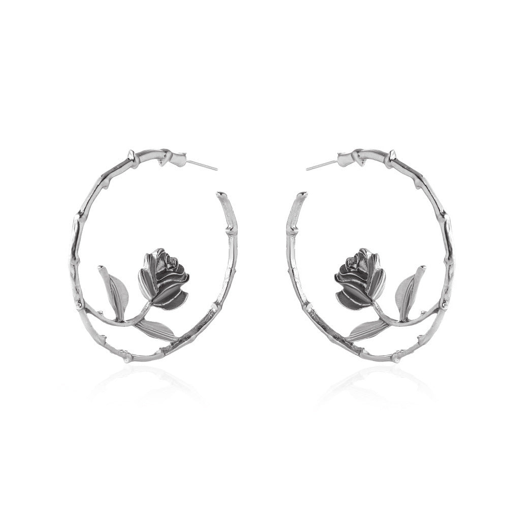 Women's Hoop Elegant Alloy Rose Shaped Retro Earrings