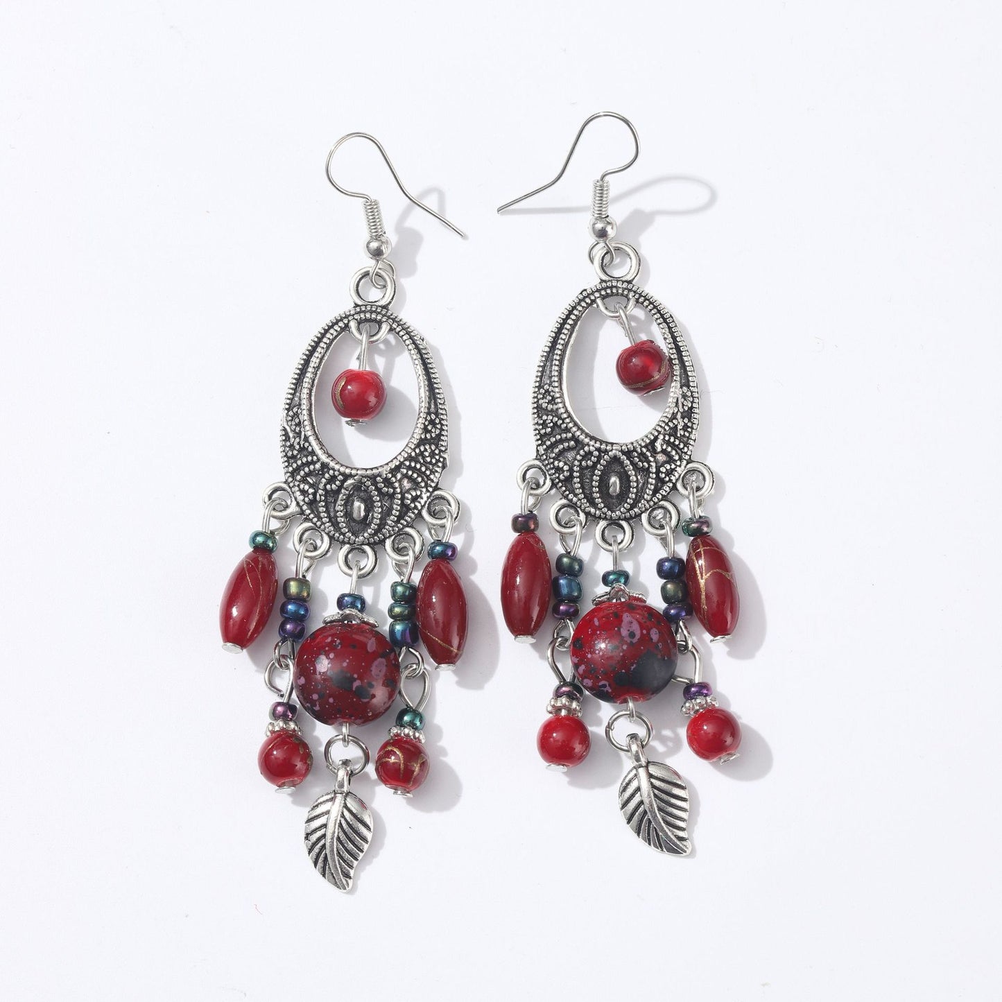 Retro Ethnic Antique Sier Goddess Ornament Earrings