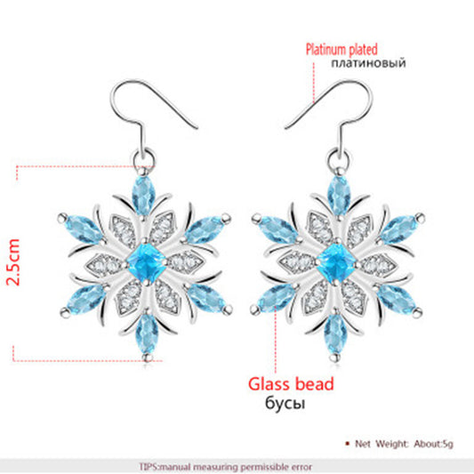 Women's Hundred Million Platinum Green-blue Snowflake Christmas Necklaces