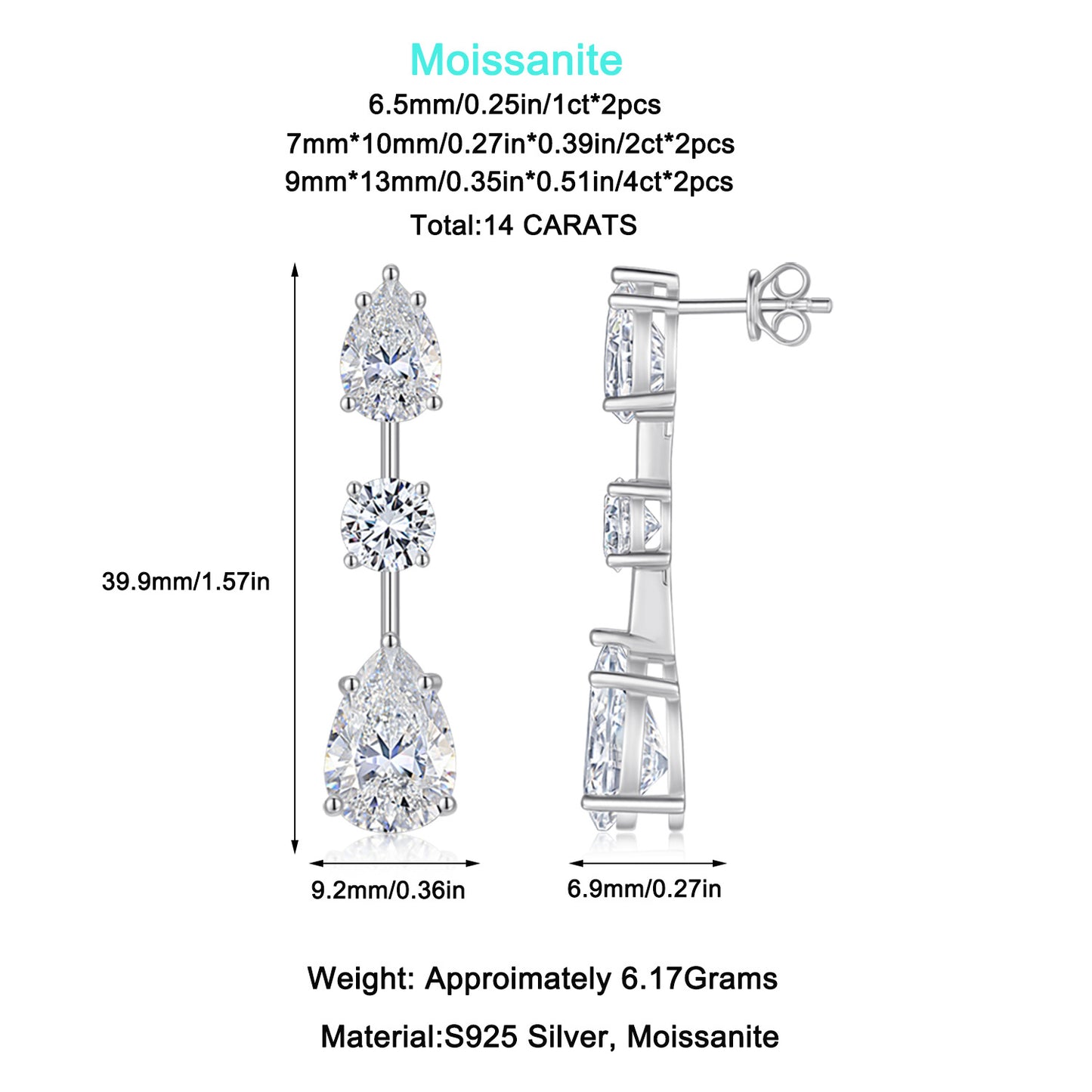 Moissanite Long Delicate Sterling Sier Light Rings
