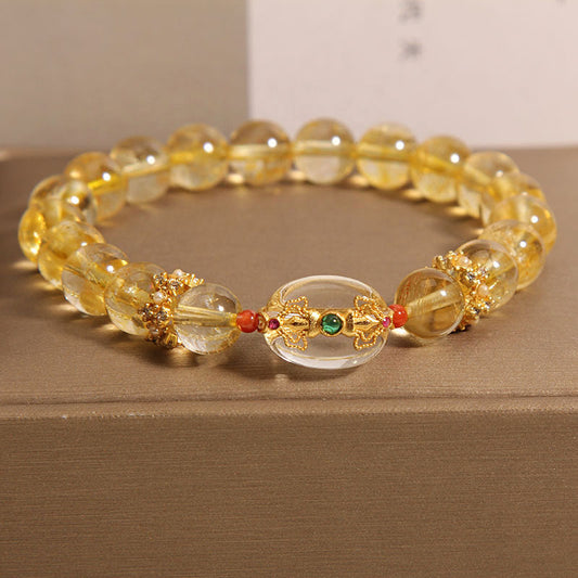 Gold Rutilated Female Special Interest Light Luxury Retro Exquisite Bracelet