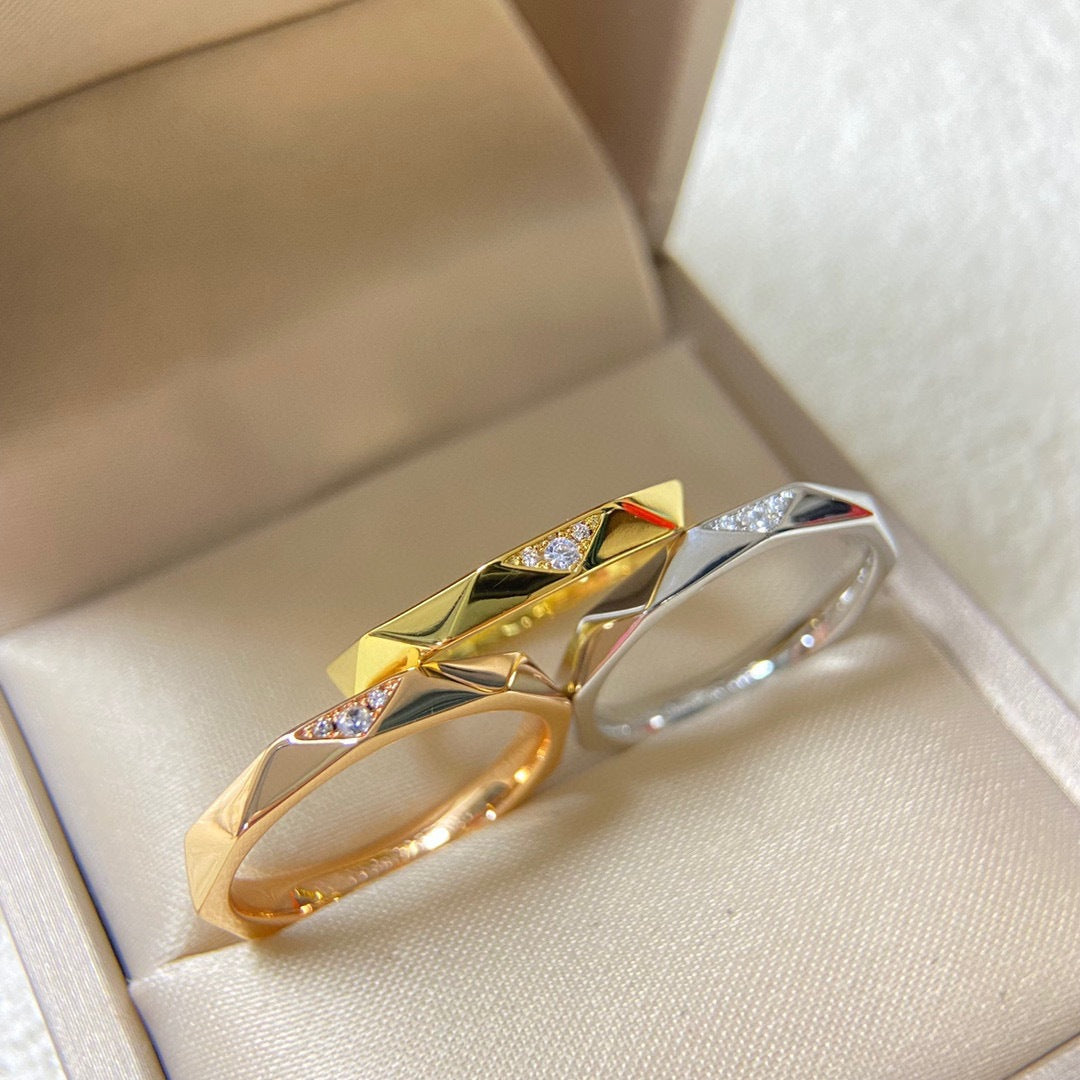 Sier High Version Glossy Diamond Couple Mobius Strip Spiral Light Ring