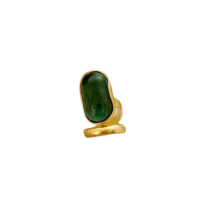 French Style High Sense Emerald Female Rings