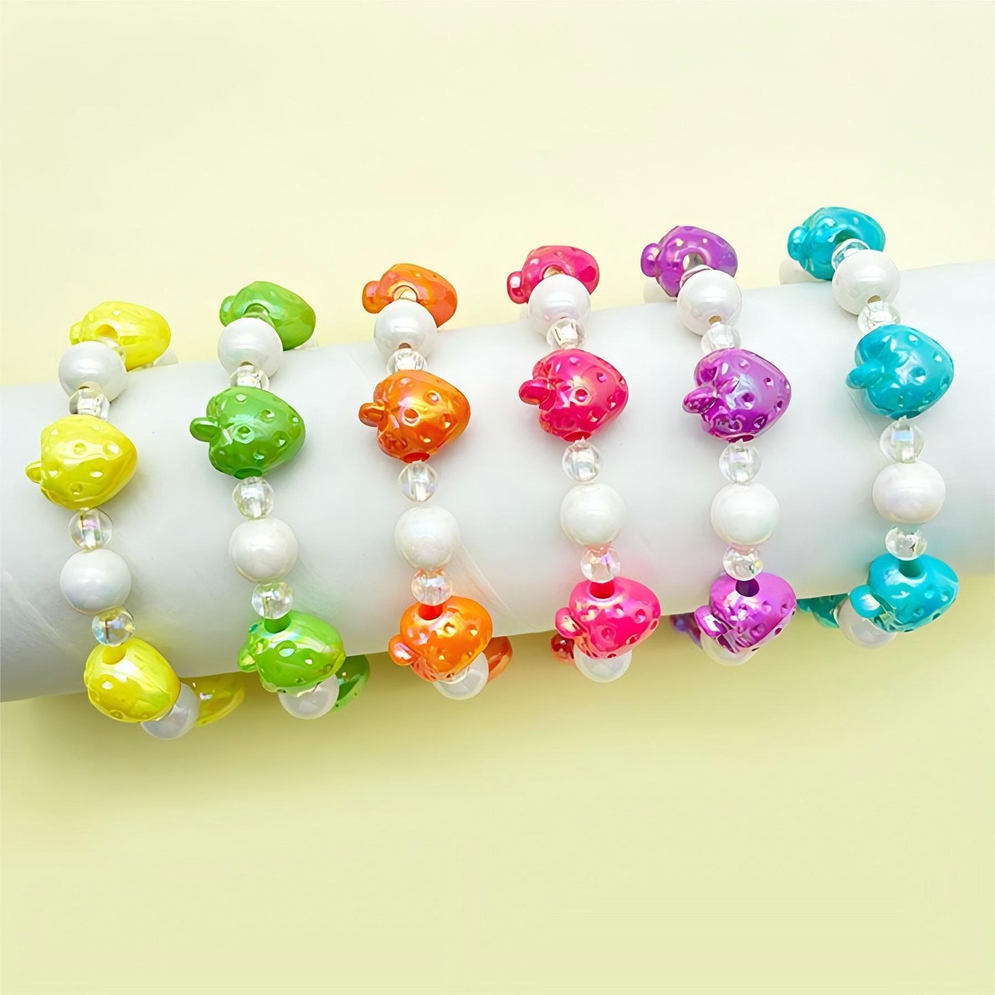 Children's Strawberry Glass Bead Female Summer Advanced Beaded Pearl Bracelets