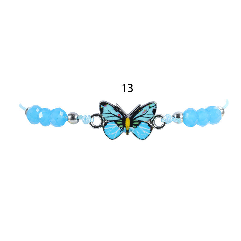 Crystal String Beads Butterfly Summer Woven Bracelets