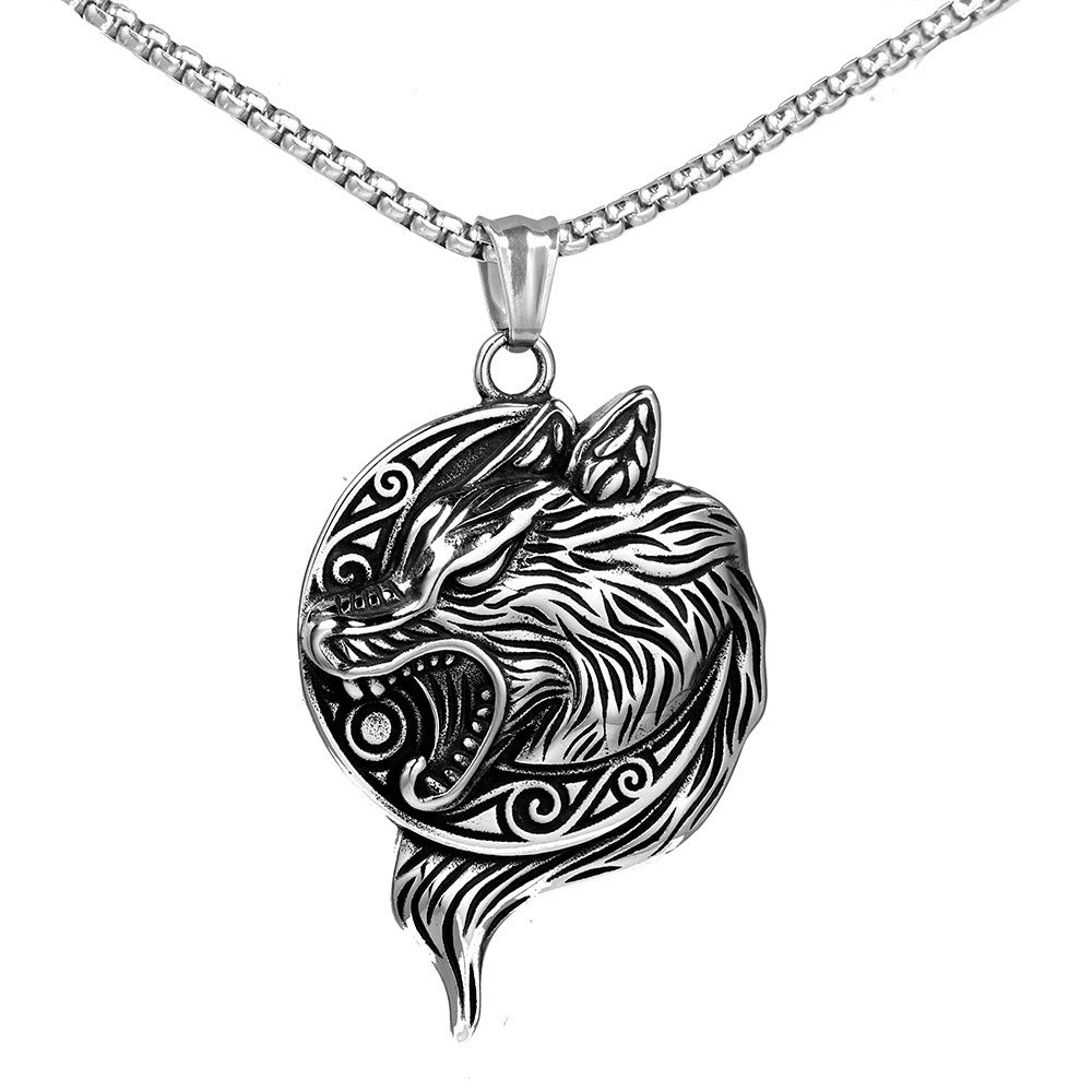 Men's Ornament Retro Titanium Inlaid Gemstone Dragon Pendants