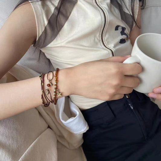 Women's Retro Coffee Color Series Vintage Beaded Bohemian Indian Style Bracelet