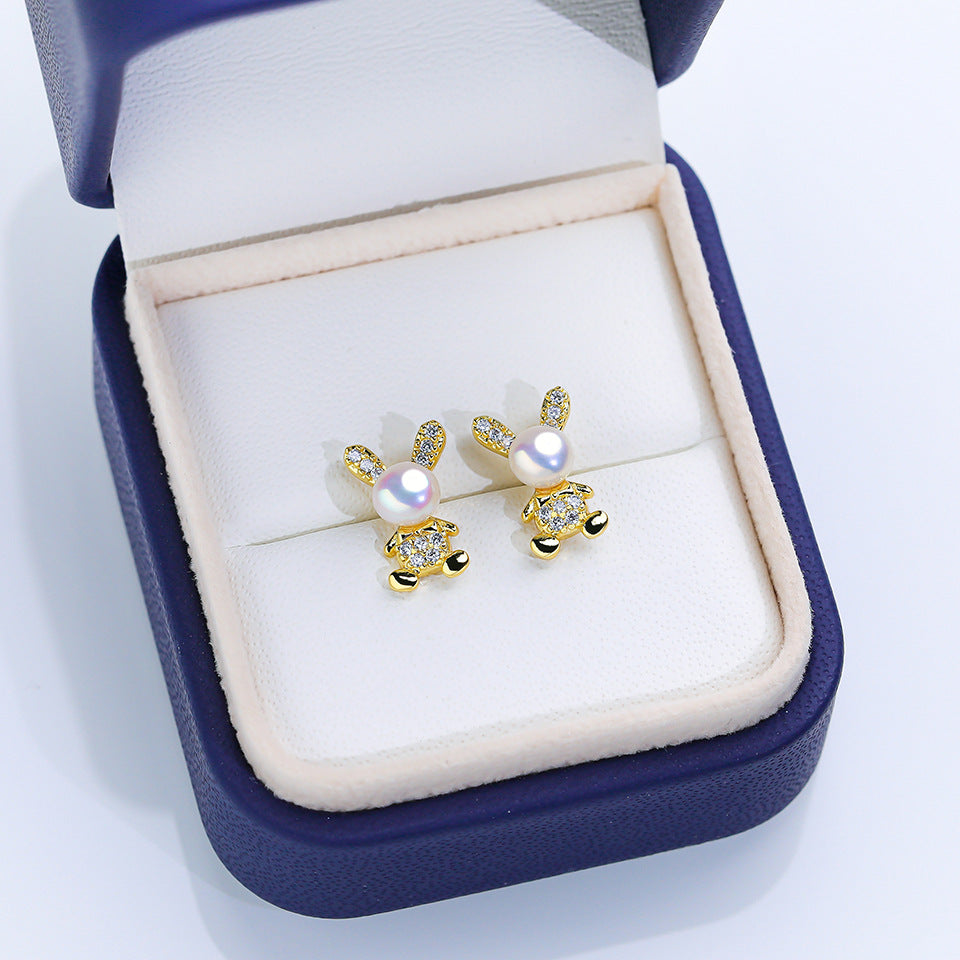 Women's Pearl Ear High-grade Square Simple Temperament Stud Earrings