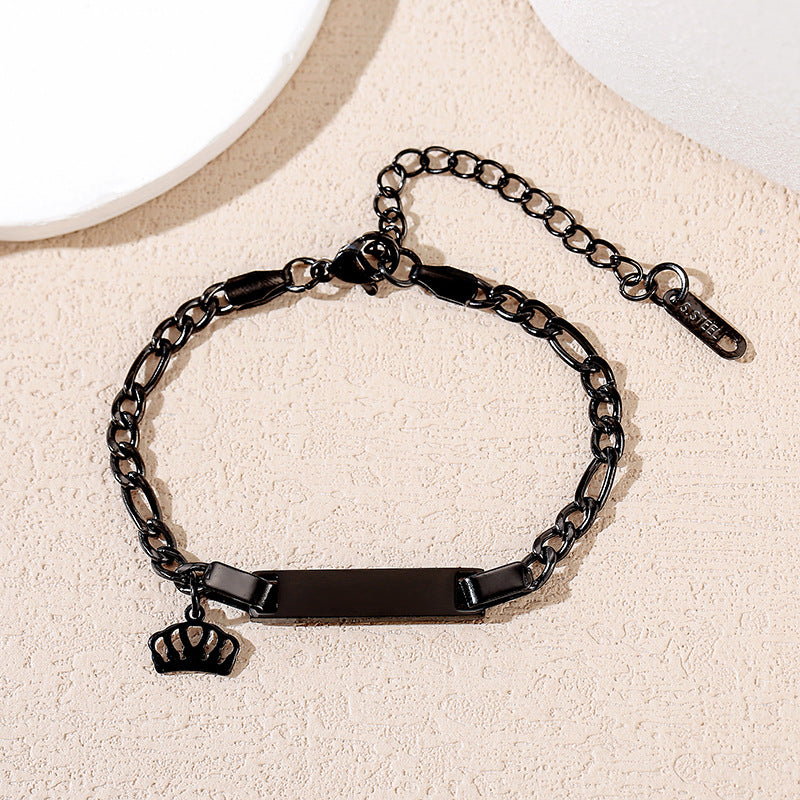 Children's Laser Engraving Electroplating Stainless Steel Cuban Bracelet