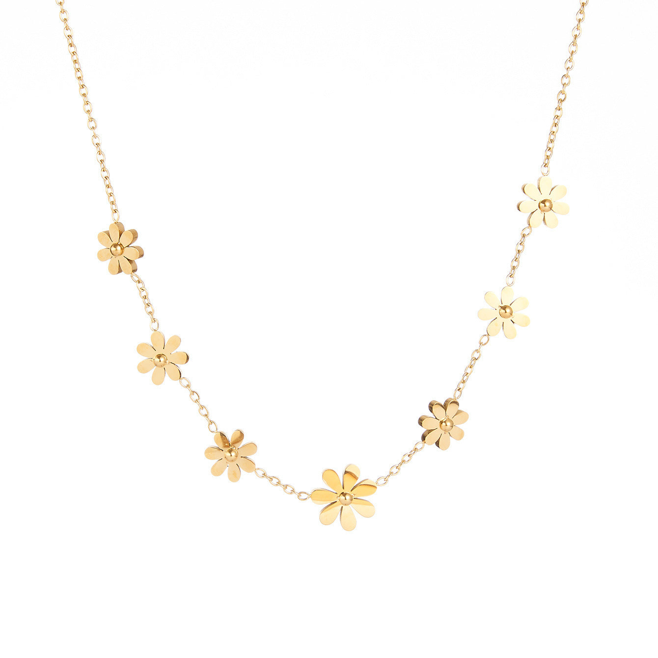 Women's Titanium Steel Gold-plated Small Daisy Personality Necklaces