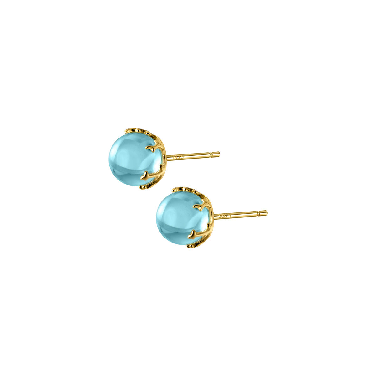 Sier Small Blue Crystal Ball Sweet Lady Earrings