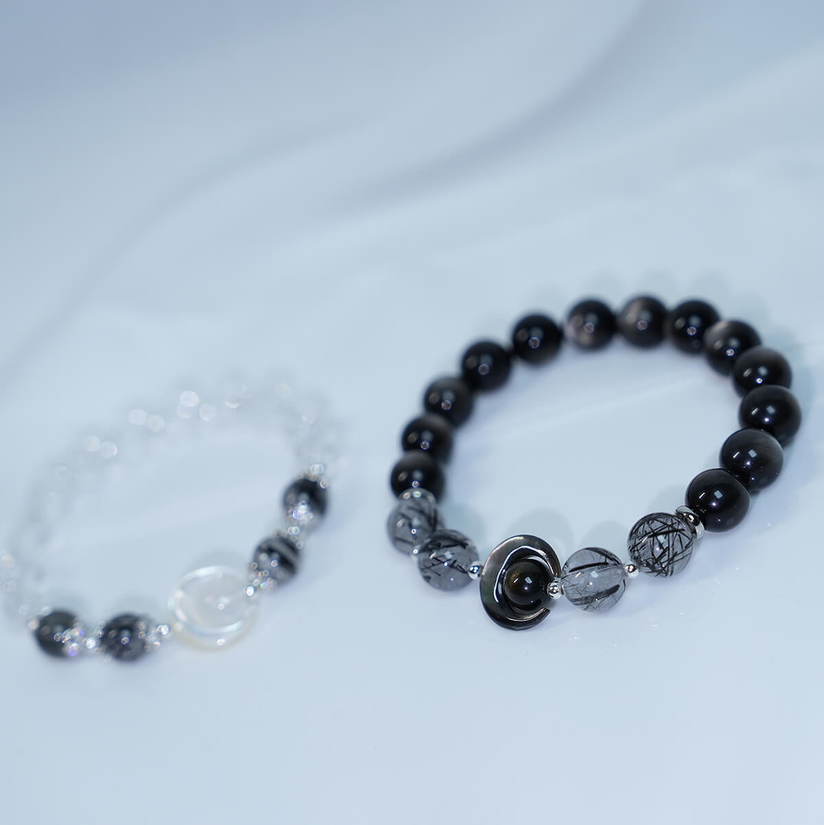 Love Crystal Natural Sier Stone Black Bracelets