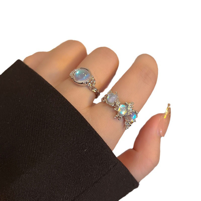 Elegant Ya Moonstone Design Opening Adjustable Rings