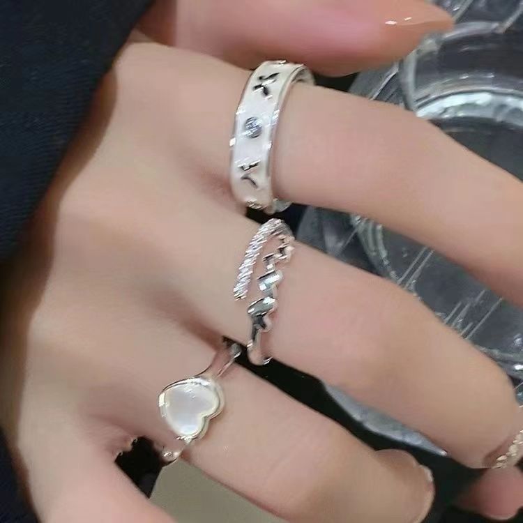 Luxury Style Heart Shell Niche Temperament Rings