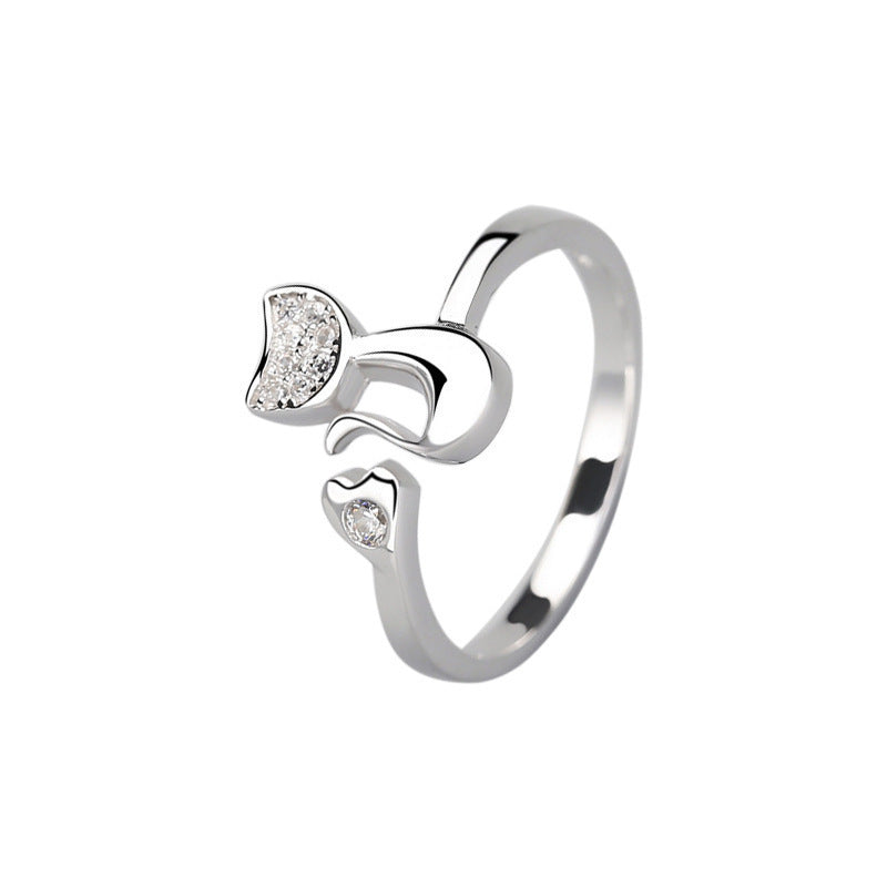 Fashionable Simple Cute Cat Couples Openings Rings