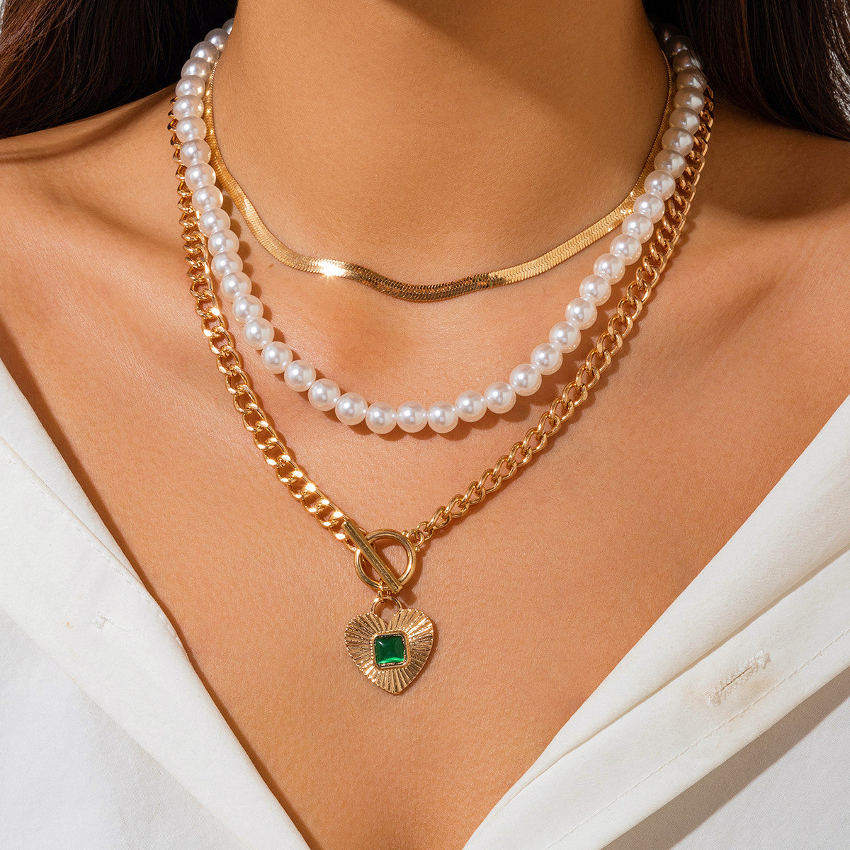 French Style Drop-shaped Pearl Clavicle Chain Pendants