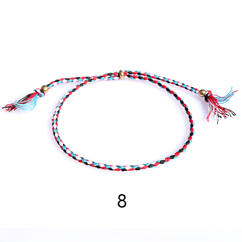 Women's & Men's Colorful Cotton String Friendship Copper Bead Bracelets