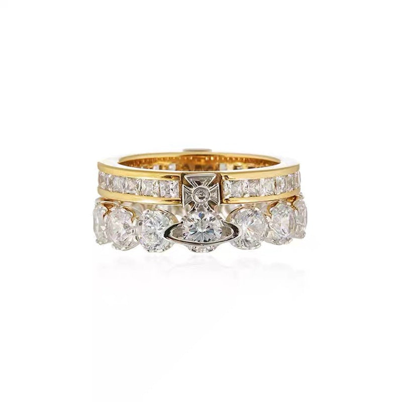 Queen Mother's Female Niche Design Double Layer Rings