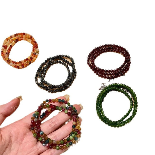 Women's Stone Shell Size Beaded Twin Chinese Style Cool Bracelets