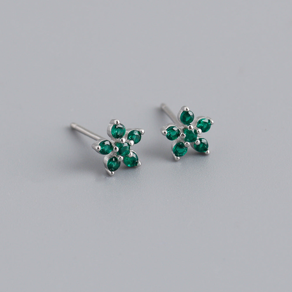 Women's Flower Sterling Sier Sweet Small For Earrings