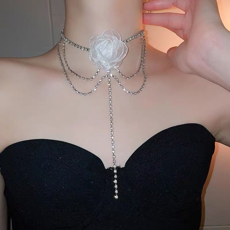 Women's Drop Tassel Pearl Double Layer Temperament Clavicle Chain Necklaces