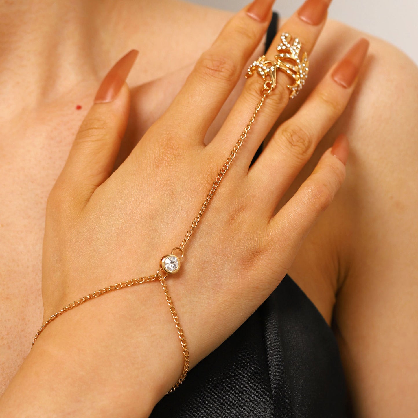 Butterfly Love Pearl Finger Hip Hop Exaggerated Bracelets