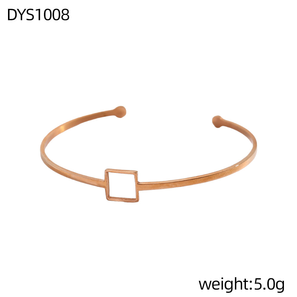 Geometric Hollow Metal Feeling Open-ended Stainless Steel Vacuum Electroplating Design Bracelets