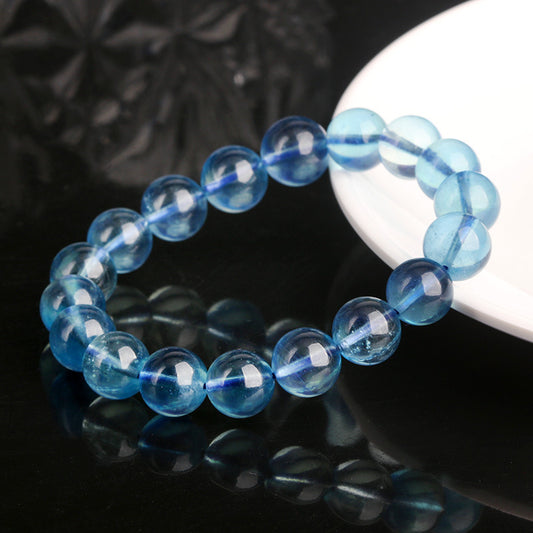 Natural Aquamarine Collection Grade Brazil Devil Blue Classic Round Bracelets