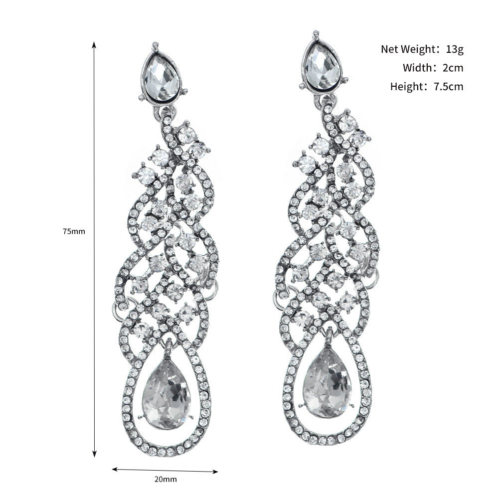 Women's Retro Bridal Exaggerated Super Flash Wedding Banquet High-grade Earrings