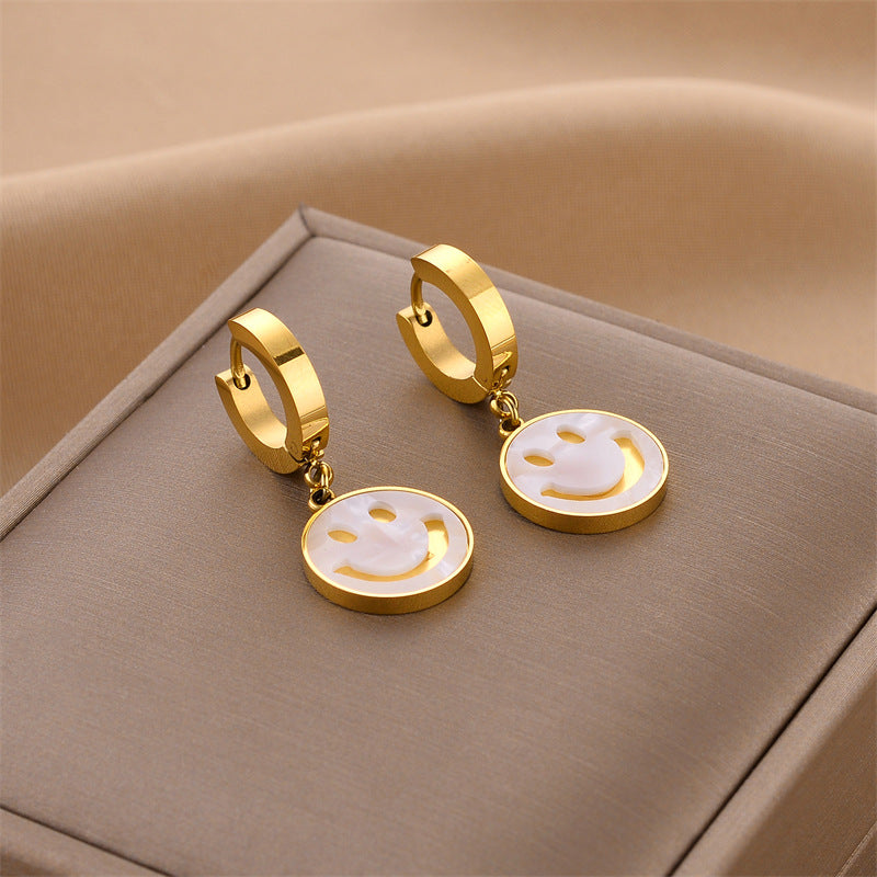 Steel No Fading Ear Gold Rose Earrings