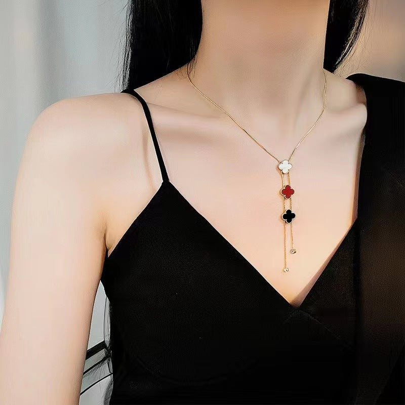 Steel Female Clavicle Chain Swan Clover Necklaces