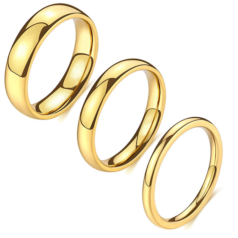 Glossy Titanium Steel Wedding Couple Engagement Stainless Ring