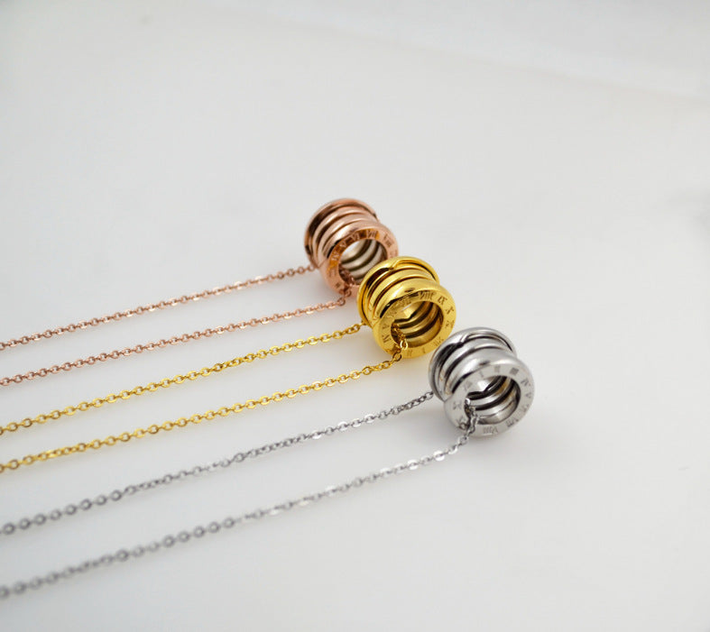 Digital Pattern Arc Female Rose Gold Titanium Necklaces