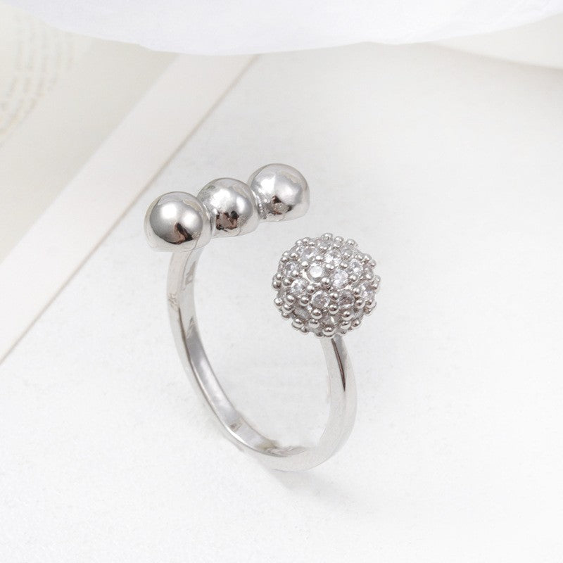 Micro Inlaid Zircon Pearl White Female Rings