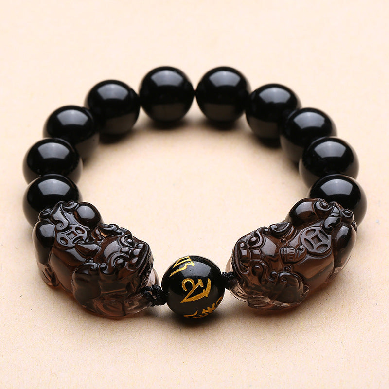 Women's & Men's Mantra Pi Icy Obsidian Double-headed Ornament Bracelets