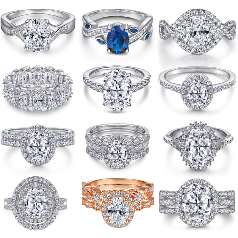 Women's Marriage Engagement Zircon Pure Sier Fashion Rings