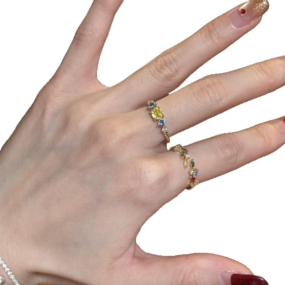 Female Style Unique Niche Design Twin Ring