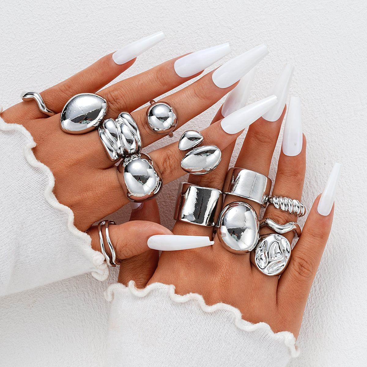 Drop Glossy Suit Piece Set Personality Creative Trend Rings