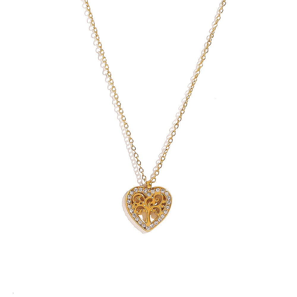 Hollow Heart Clavicle Chain Titanium High-grade Tree Necklaces