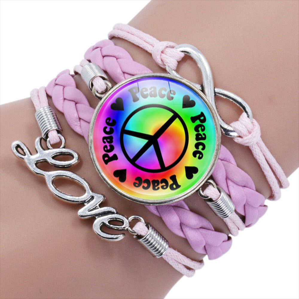 Women's & Men's Ornament Peace Label Signs Woven Combination Bracelets