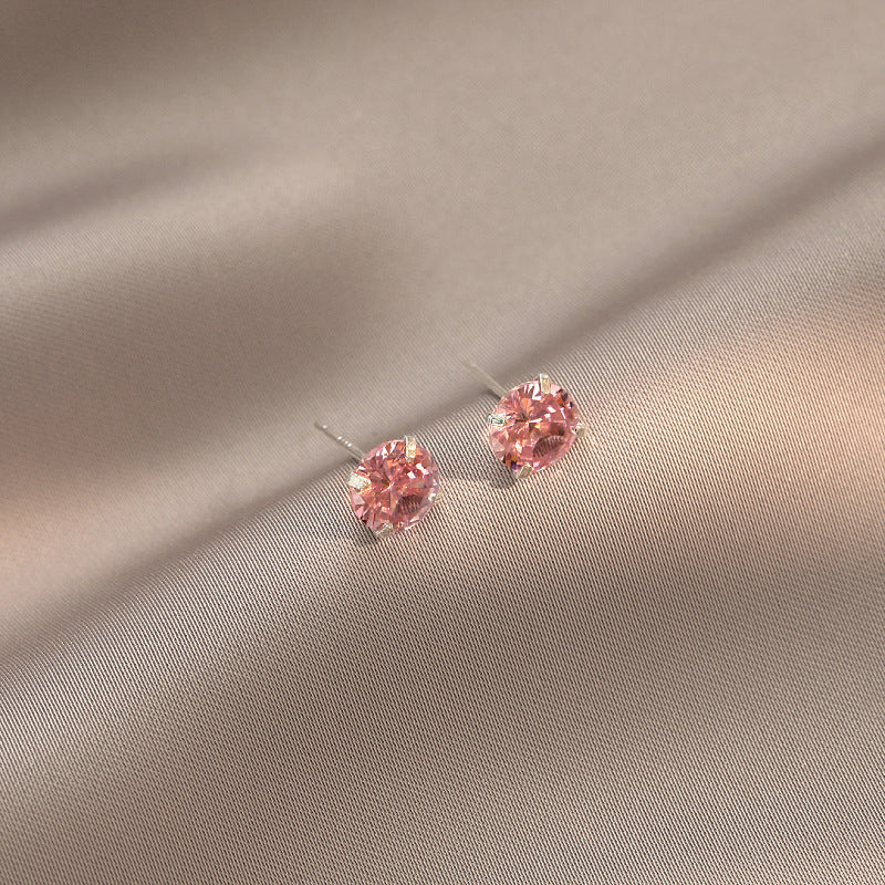 Women's Sterling Sier Pink Diamond Grade Zircon Earrings