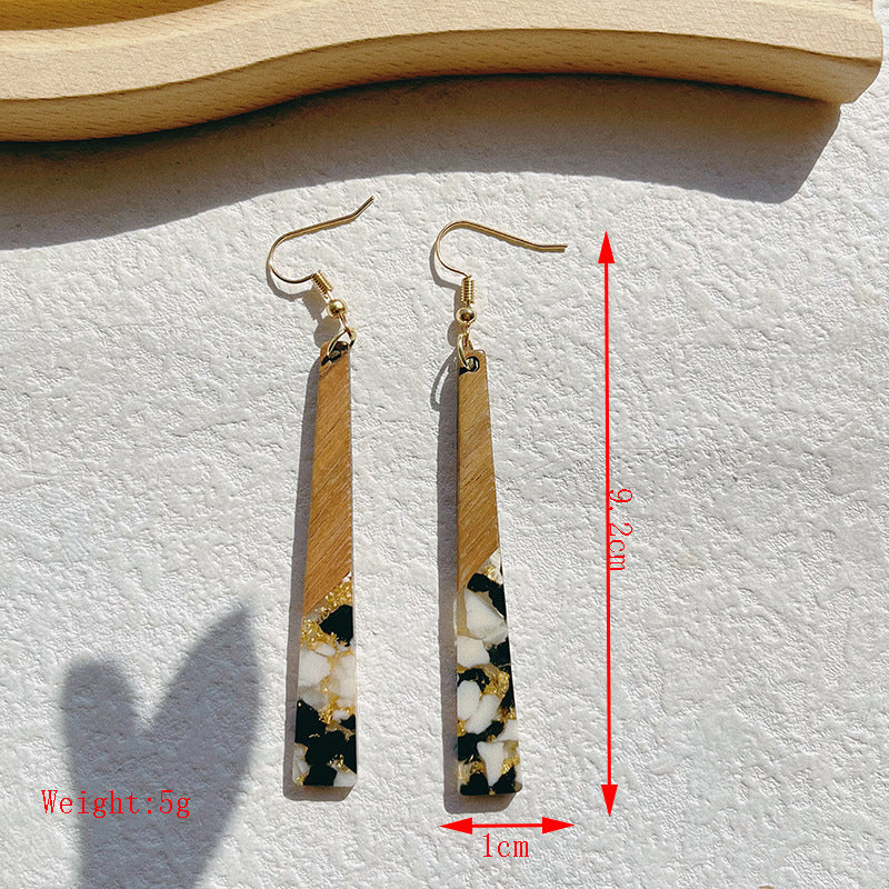 Women's Resin Stitching Niche High-grade Gold Foil Earrings