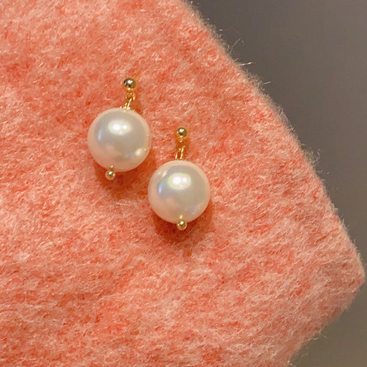 Highlight Large Pearl Sier Pin Korean Earrings