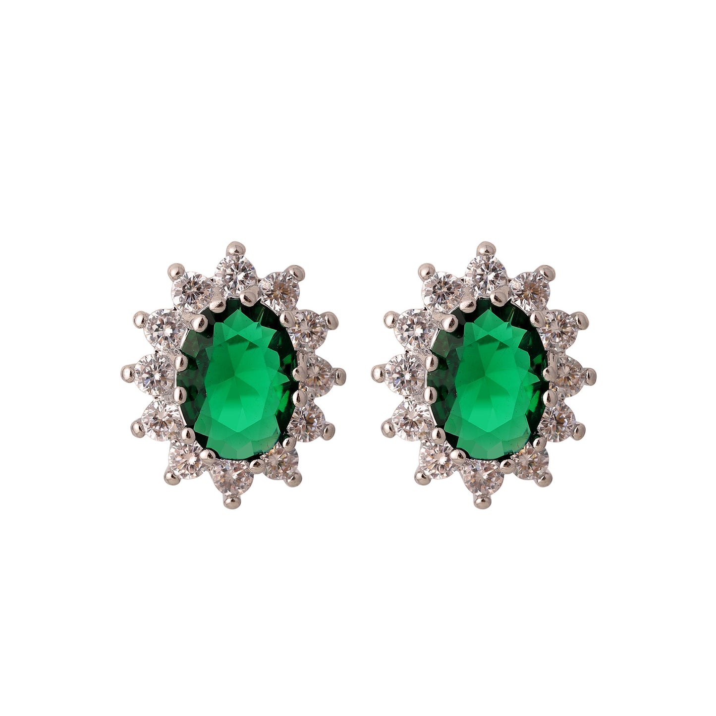 Copper Inlaid Zircon Elegant Ruby Emerald Oval Sun Rings