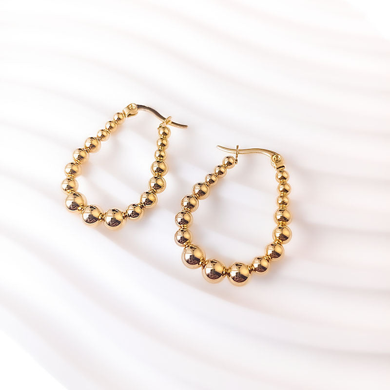 Steel Beads Affordable Luxury Style Geometric Ear Clip Titanium No Stud Earrings