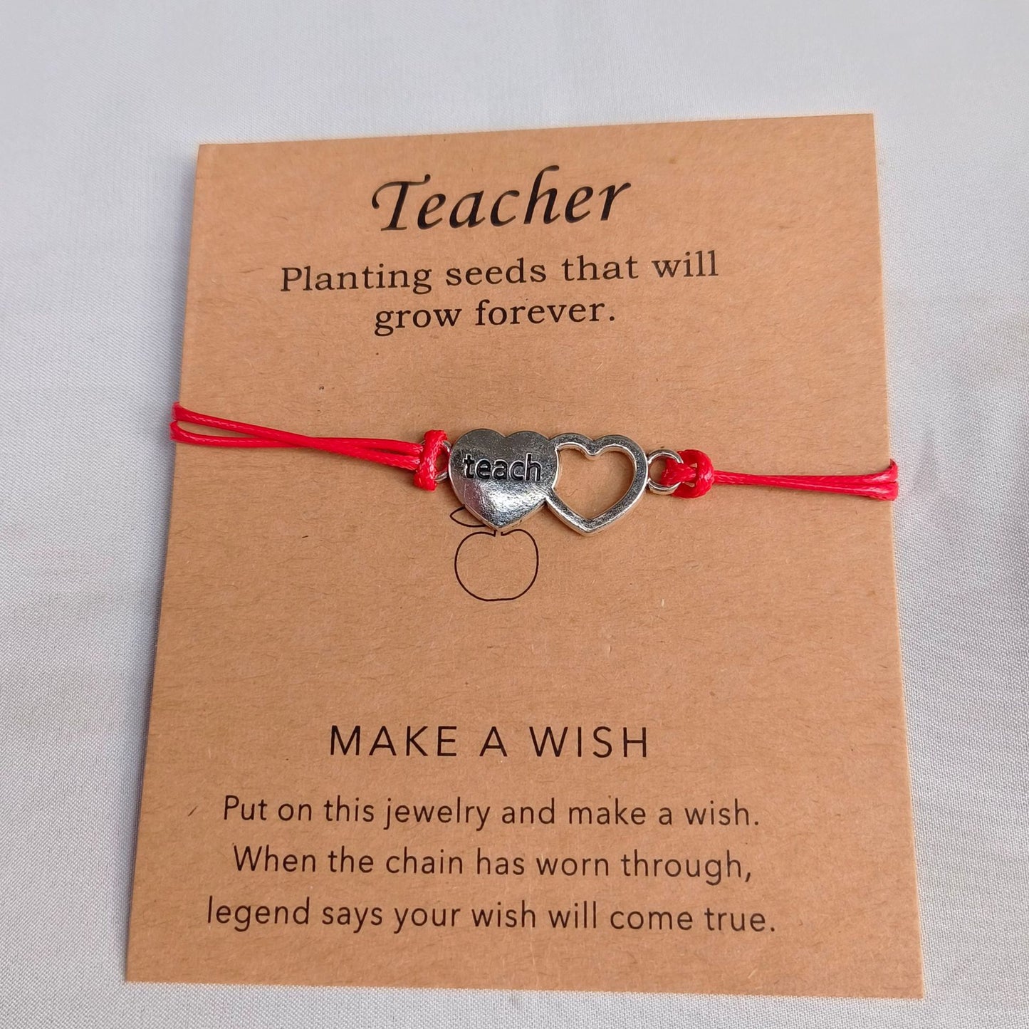 Card Vintage Alloy Teacher Blessing Wrist Bracelets