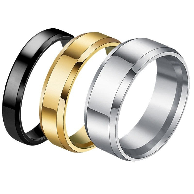 Style Simple Glossy Couple Pair Of Titanium Rings